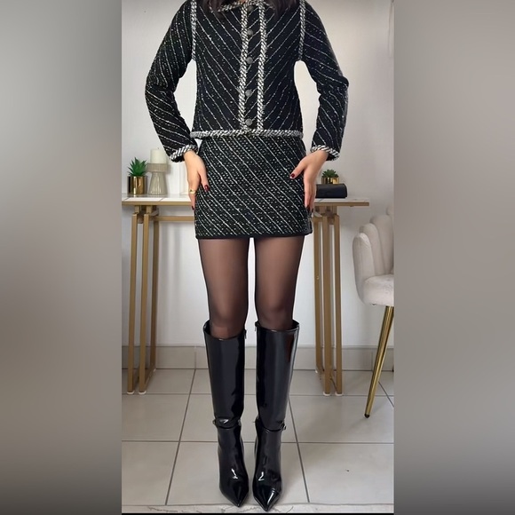 NWT ZARA COMBINATION KNOT TOP AND CONTRASTING BALLOON KNIT MINI SKIRT SIZE M - Picture 9 of 11